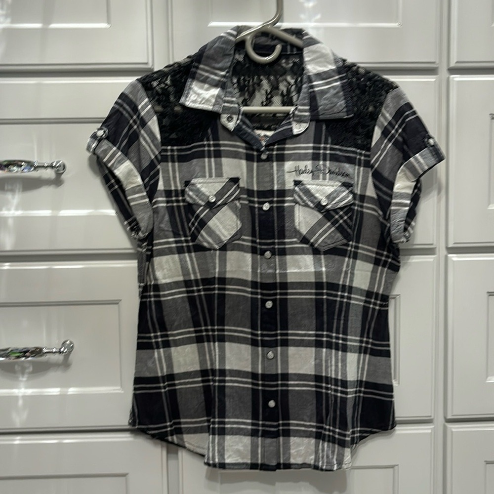 Harley-Davidson Plaid Short Sleeve Button-Down Shirt